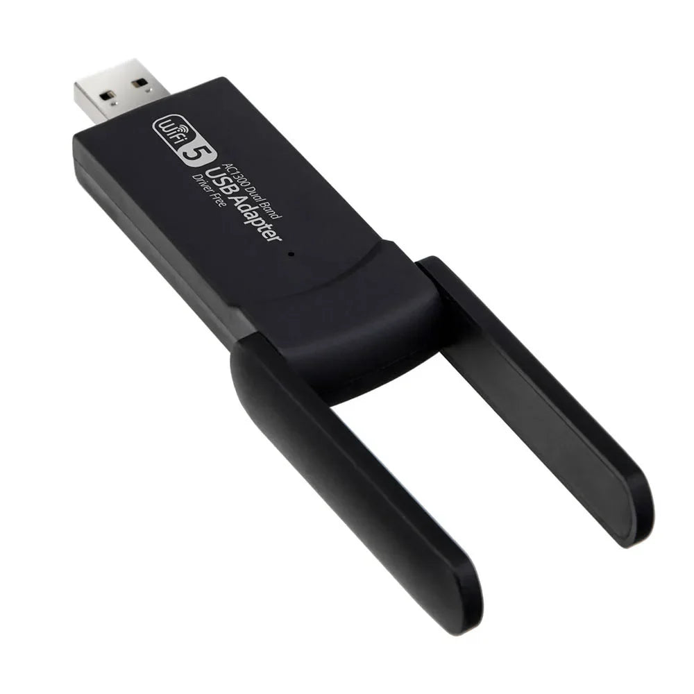 Wi-Fi Dongle USB Adapter Dual Band 2.4G/5Ghz 1300M 802.11AC Powerful Antenna Wireless For Win7/10/11 PC/Laptop Driver Free Zpaxo