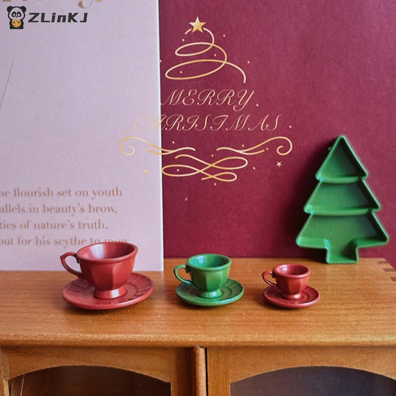 ▶Miniature Afternoon Tea Scene Decoration Doll Accessories Toys Dollhouse French Mini Coffee Cup And Saucer Kit Zpaxo