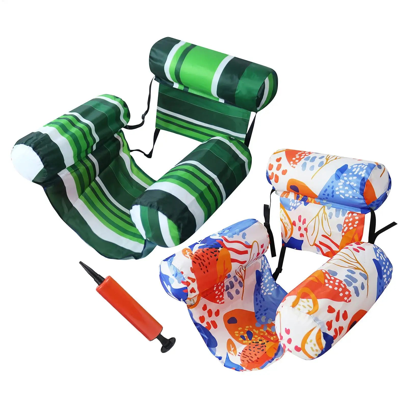Pool Float Chair Adjustable Heavy Duty Inflatable Seat Air Pump Water