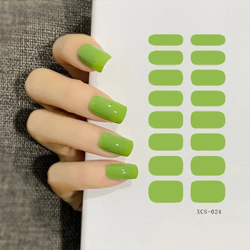 53 Colors Nail Polish Stickers Pure Strips Waterproof Adhesive Full