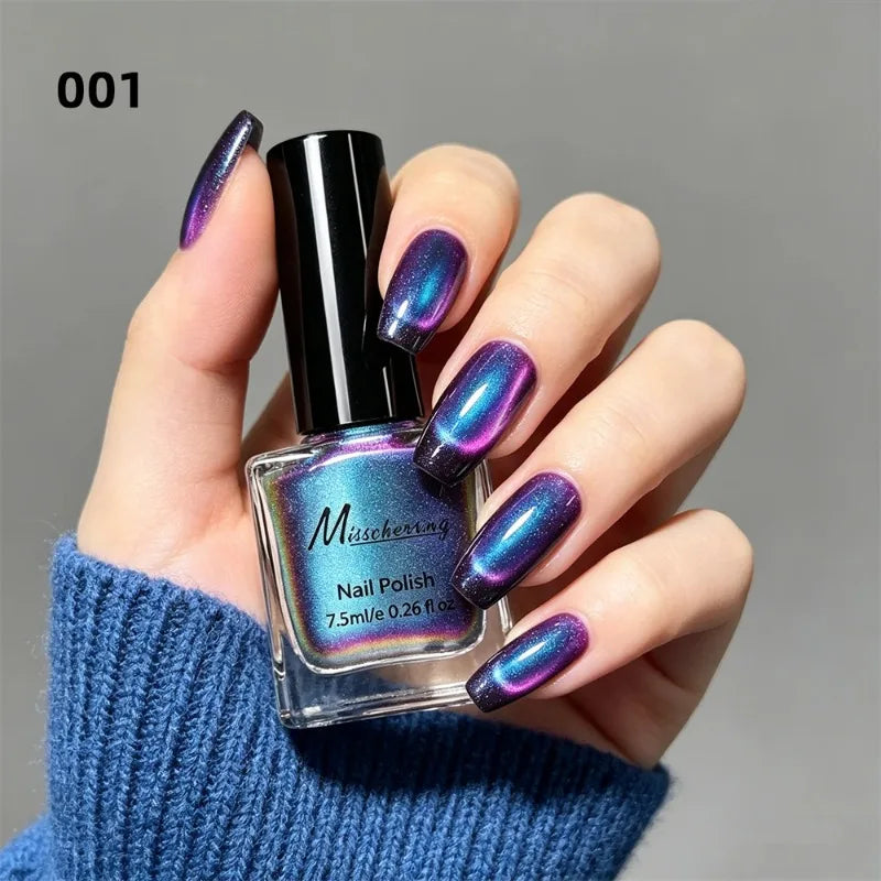 Iridescent Cat Eye Nail Polish Magnetic Polarized Gel No Lamp Baking Zpaxo 01