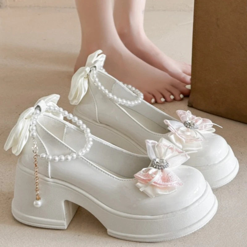 2026 Spring Autumn Women's Elegant Bow Pearl Embellishment Single Zpaxo
