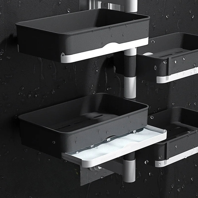 Rotary soap box Soap box perforation-free wall mounted drain storage rack multi-function dry and wet separation Zpaxo