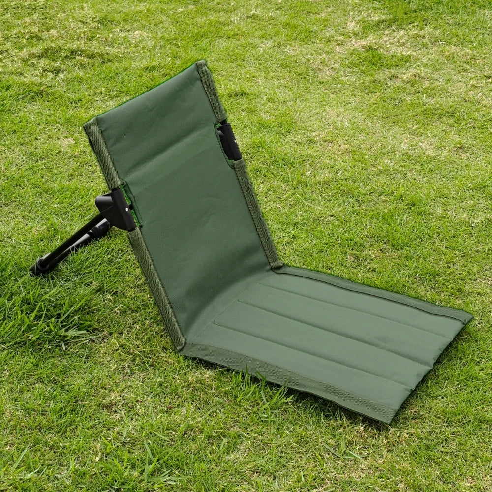3-Position Adjustable Backrest Folding Floor Chair Storage Pocket