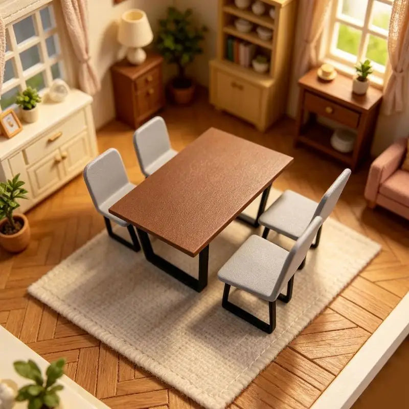 Miniature Dining Table Chair 1 12 Dollhouse Mini Furniture Model Home Zpaxo