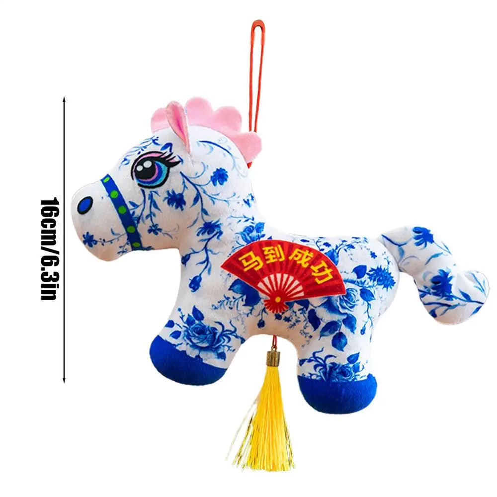 Horse Stuffed Animal Chinese Style Doll Plush Horse Doll For Men Family Girlfriend Girl Boy Kids Birthday Car Home Decor New Zpaxo Blue China Mainland