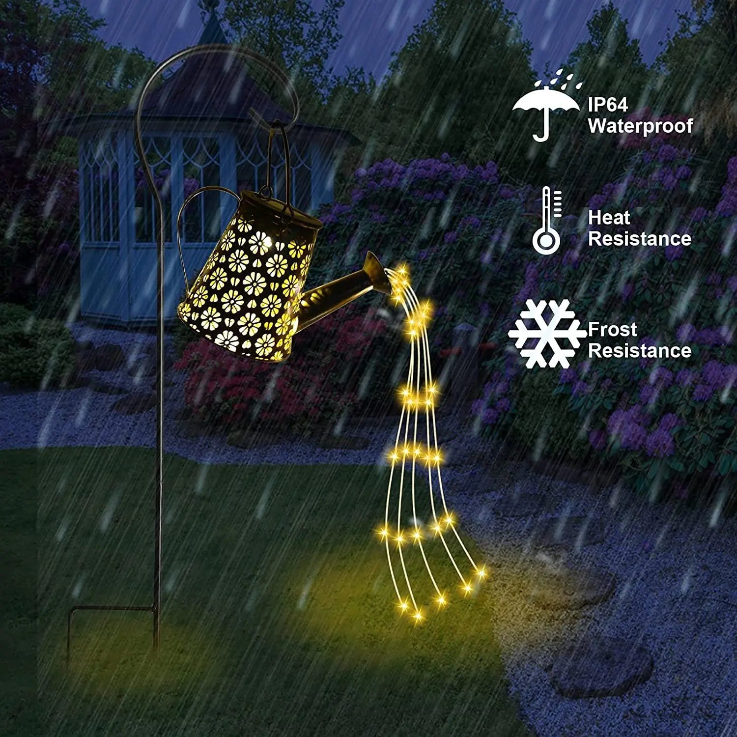LED Solar Light Garden Waterproof Retro Metal Hanging Watering String Zpaxo