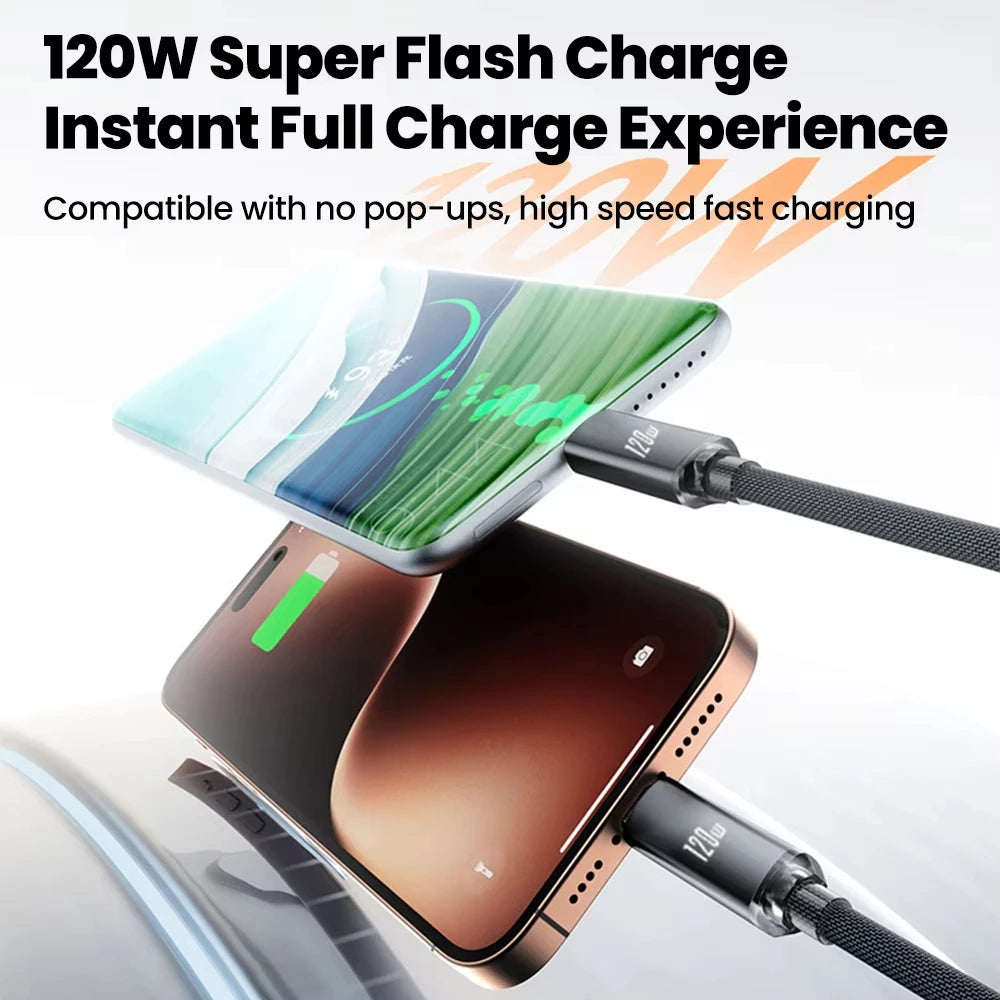 120W Retractable USB-C Fast Charging Cable – 1m & 2m USB-C Charging Cable Zpaxo