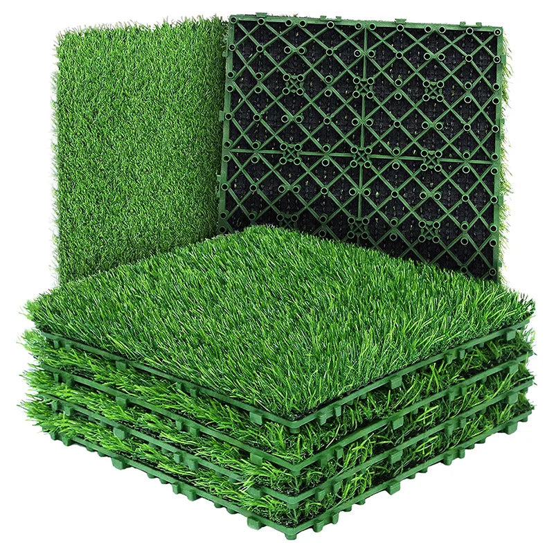 10 Pcs 12 Inchx12 Inch Square Artificial Grass Mat Green Interlocking Grass Flooring Tiles Turf Mat Grass Rug for Indoor Outdoor Zpaxo