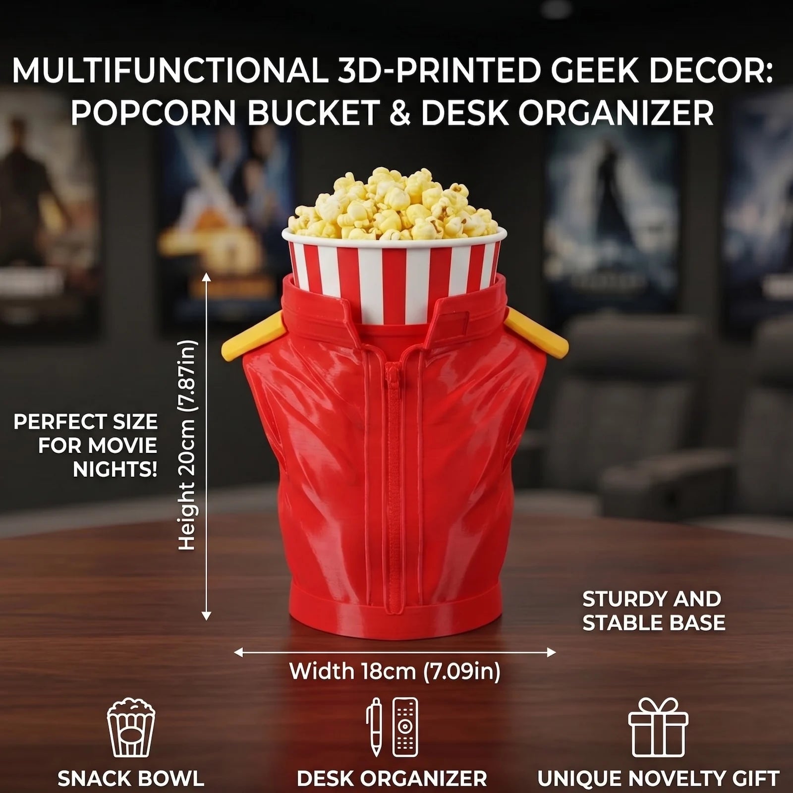 Novelty Red Shirt Trousers Popcorn Bucket Funny Movie Night Snack Zpaxo Shirt