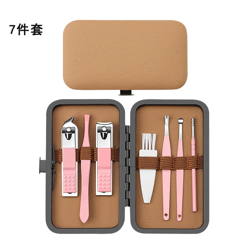Nail clipper set 7/16/24 pieces stainless steel nail clippers, pedicures, nail art, toe clippers, nail tools Zpaxo pink 7 pcs