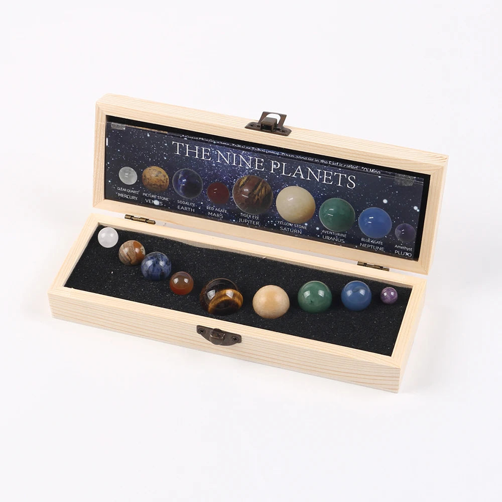 Solar System Natural Crystal Gemstones Set 9 Planets Sphere Ball Stone Galaxy Model Ornaments Gift Home Office Decor Zpaxo J2501118