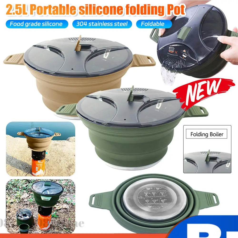Silicone Folding Pot Portable Coffee Tea Cooking Outdoor Picnic Zpaxo