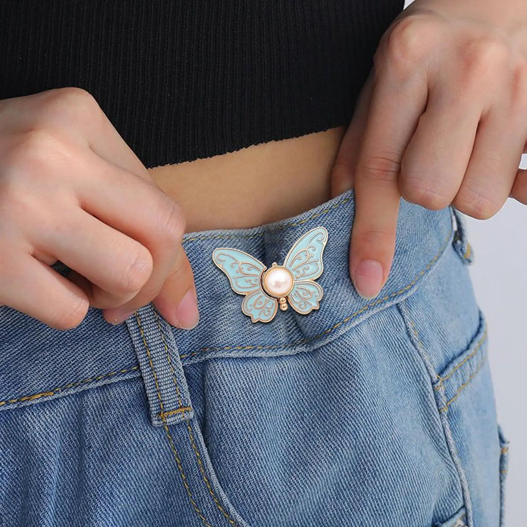Pants Waist Tightener for Women Butterfly-Shaped Jean Button Waist Tightener 8 Pieces No Sewing Reusable Alloy Clips Zpaxo