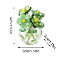 Mini Glass Flowers Artificial Bouquet Small Vase Handmade Green