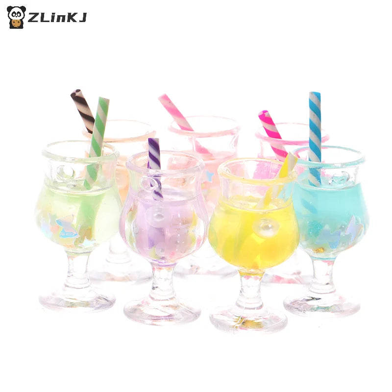 ▶2Pcs Mini Drink Cups Model Pretend Play Mini Food Doll Accessories Fit Play House Toy Dollhouse Miniature Zpaxo