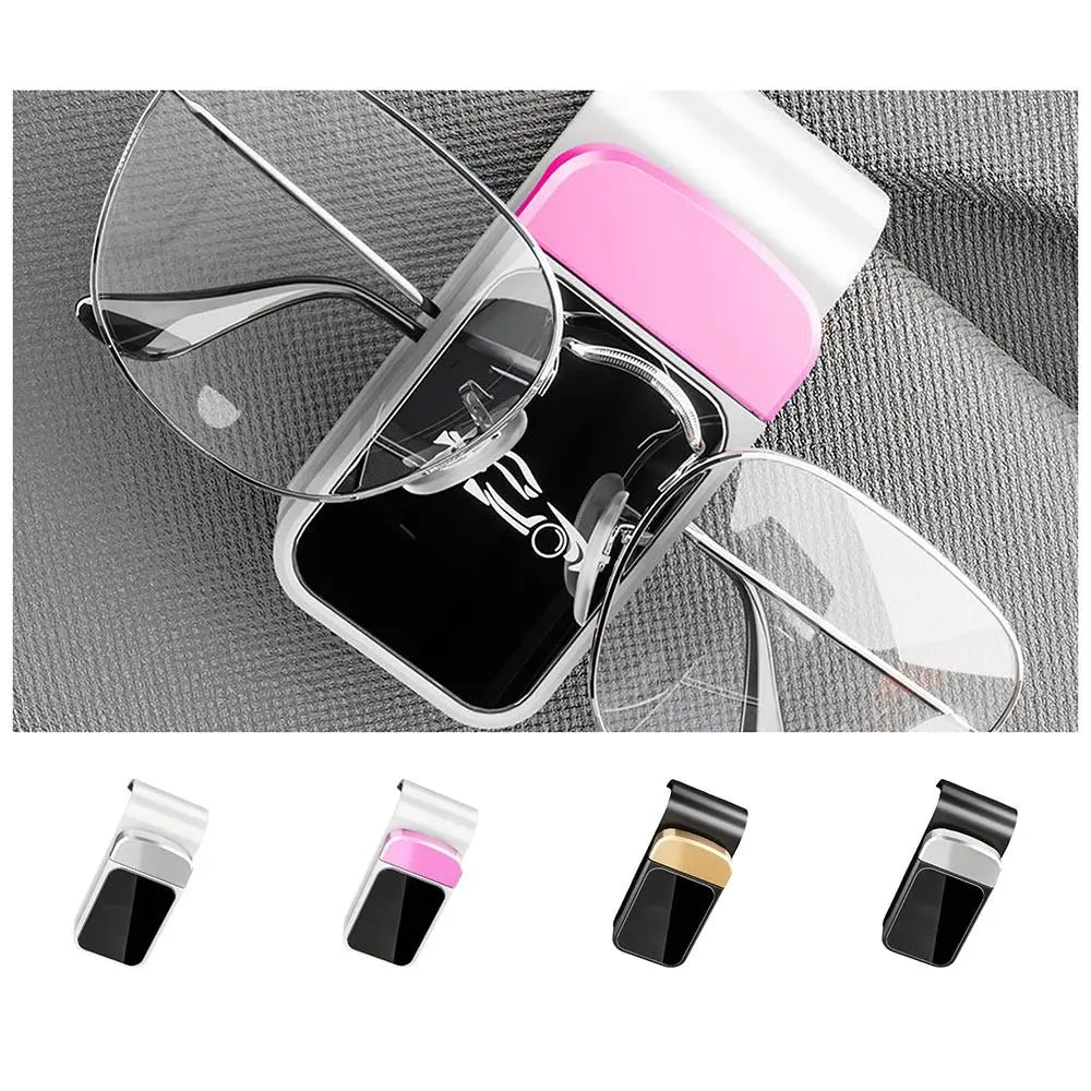 Press Switch Car Glasses Clip Stable Shock-proof Car Sunglasses Holder ABS Expansion Space Ticket Card Mount Clips Car Interior Zpaxo