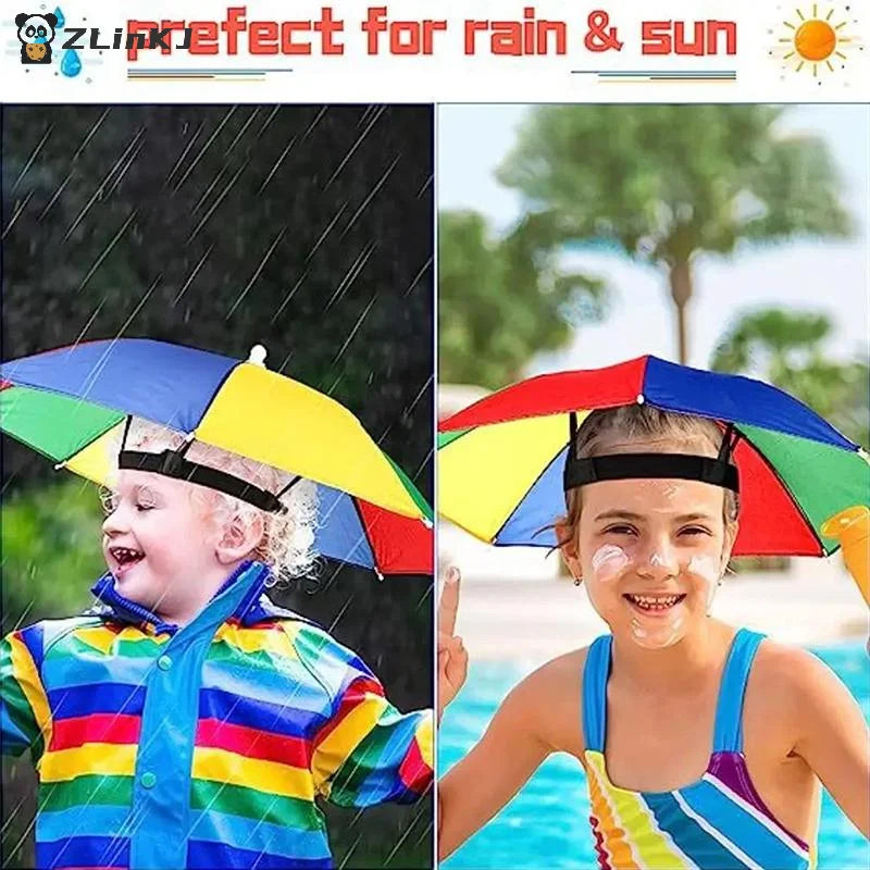 ▶1Pcs Head-mounted Umbrella Foldable Waterproof UV Protection Sun Rain Cap For Outdoor Fishing Camping Beach For Men Women Zpaxo
