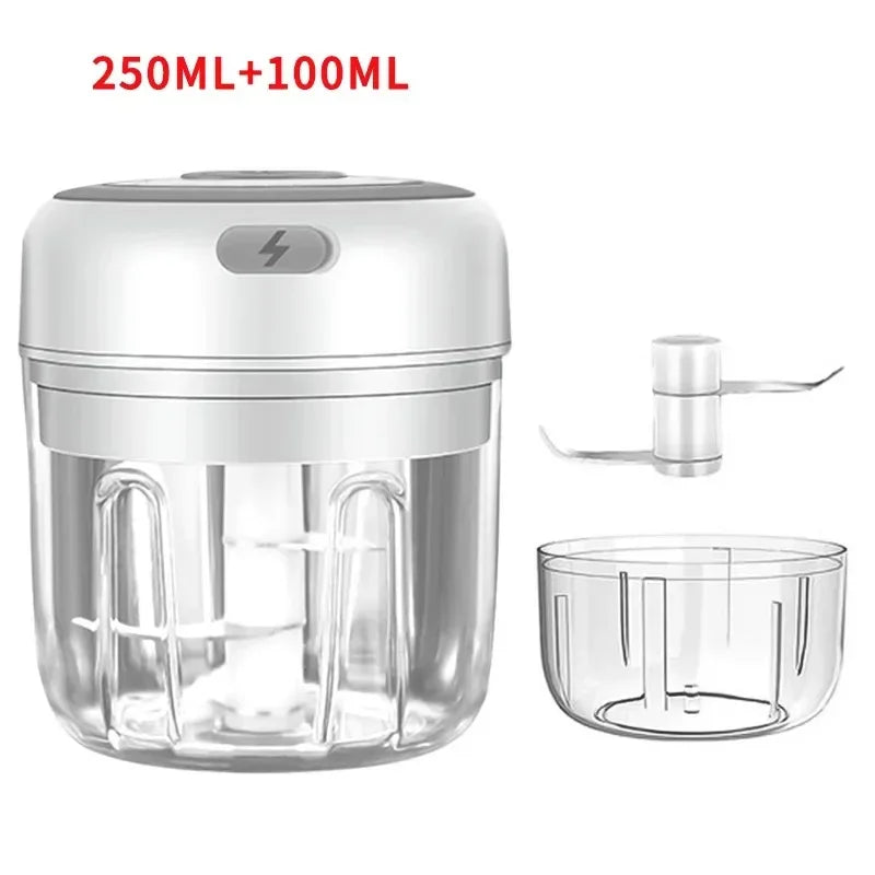 250/100ML Garlic Mincer USB Charging Powerful Mini Electric Garlic Chopper Portable Garlic Crusher Kitchen Food Chopper Unisex Zpaxo 105-2Cups-White