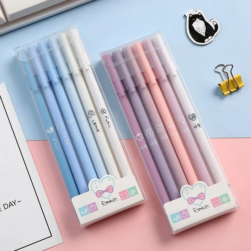 6-Pack Morandi-style Gel Pen Black Ballpoint Pens Office School