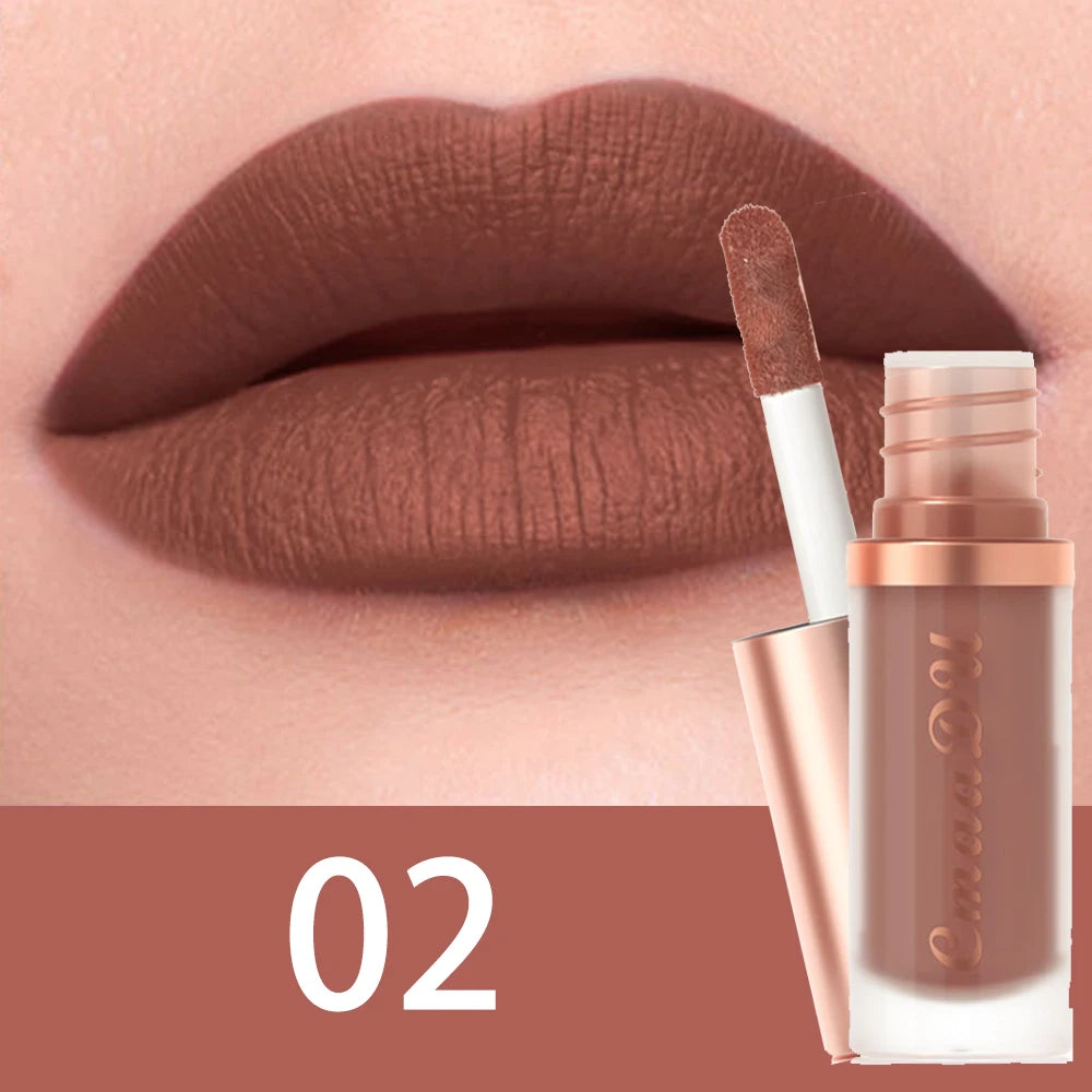 Dark Red Matte Velvet Lip Gloss Nude Brown Lip Glaze Lasting Moisturizing Non-stick Cup Fading Waterproof Liquid Lipstick Makeup Zpaxo