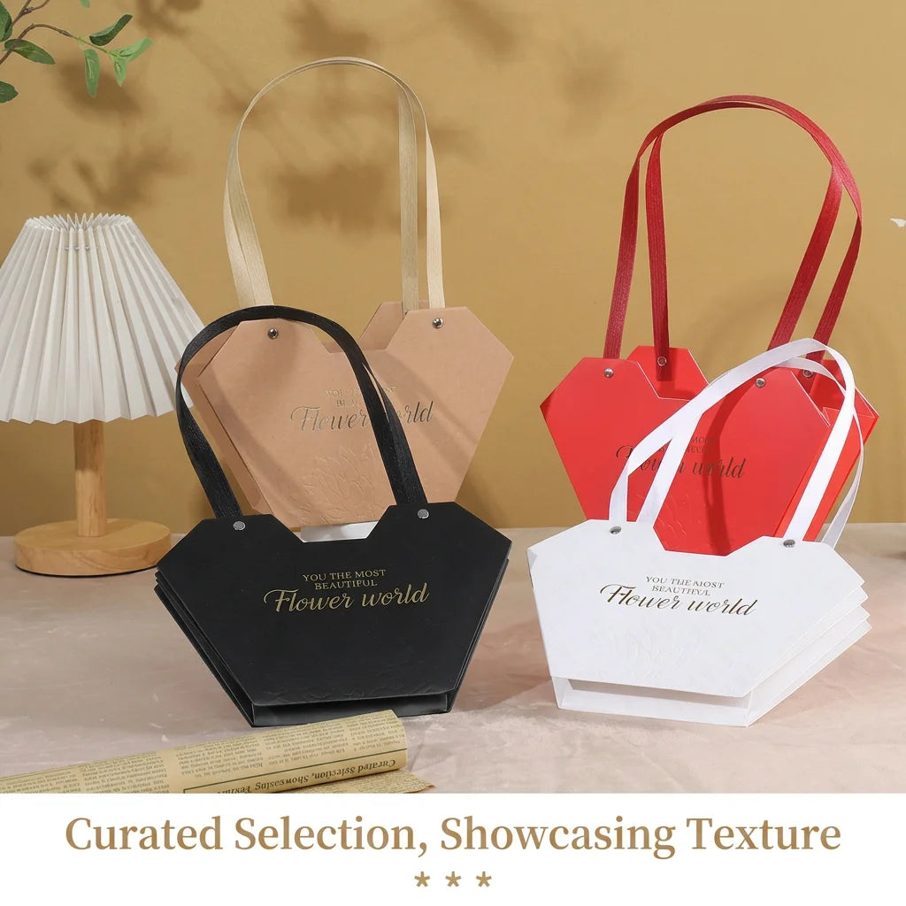 Heart-Shaped Paper Flower Gift Box with Handle | DIY Floral Floral Gift Box Zpaxo