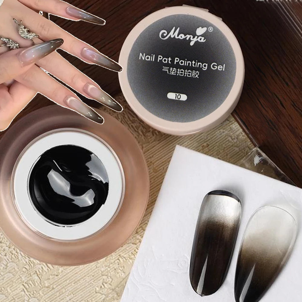 1Jar Cushion Patting Gel Polish Ombre Black White Peach Pat Nail Zpaxo