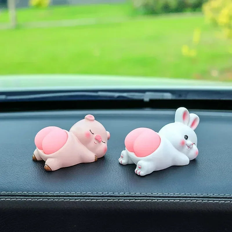 Cartoon Panda & Pig Silicone Car Dashboard Ornament Decor