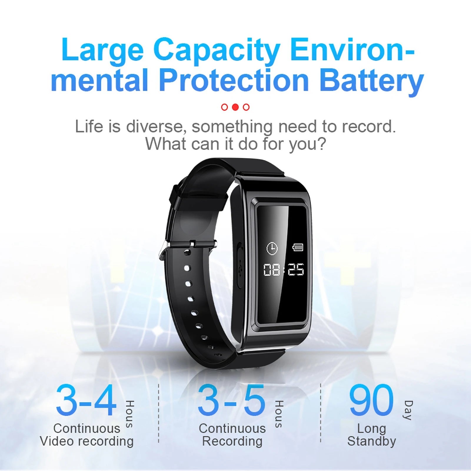 Camera Recorder Watch HD Noise Reduction Voice Activated Sweat Proof