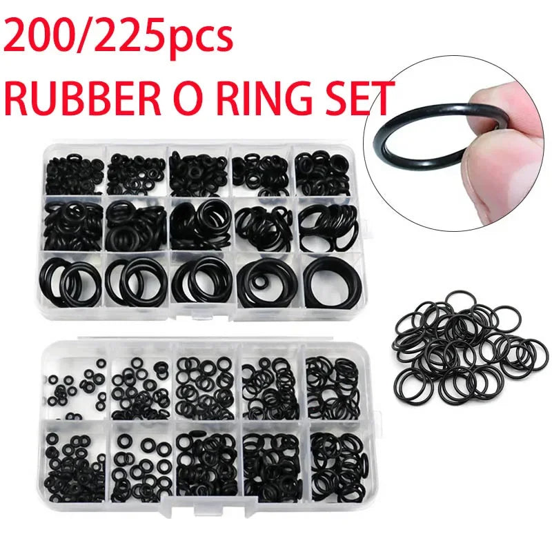 Nitrile Rubber O-Ring Kit 200/225 Pcs – Gasket Seal Repair Set O-Ring Repair Kit Zpaxo