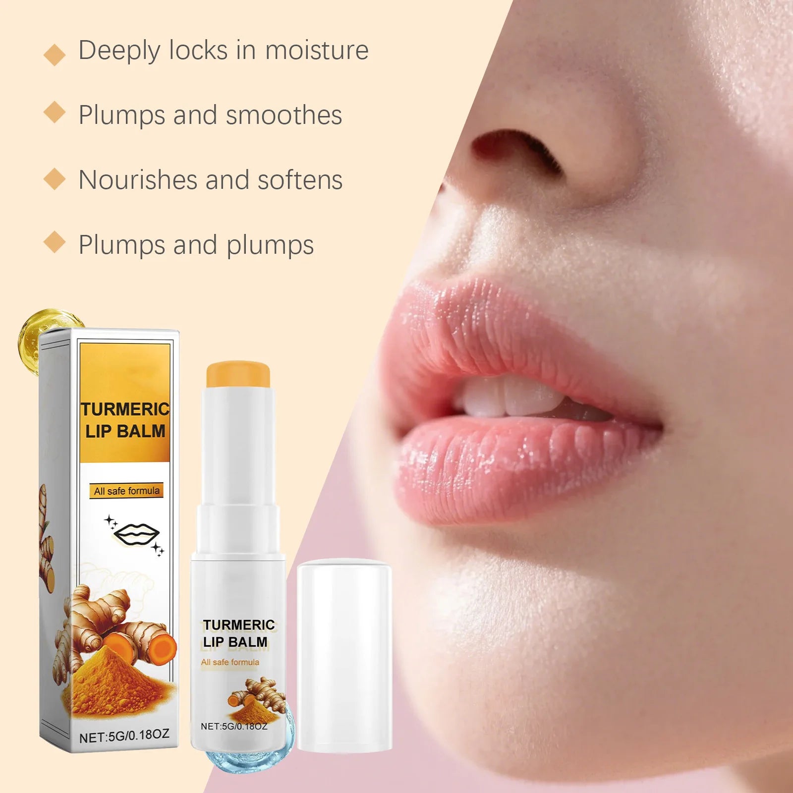 Collagen Turmeric Lip Balm – Hydrating & Plumping Moisturizer Lip Balm Zpaxo