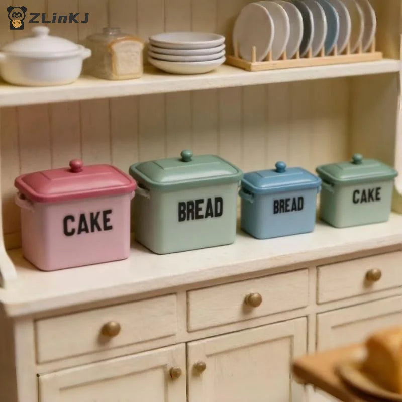 Dollhouse Mini Cake Bread Storage Box Model Simulation Kitchen Decor Zpaxo