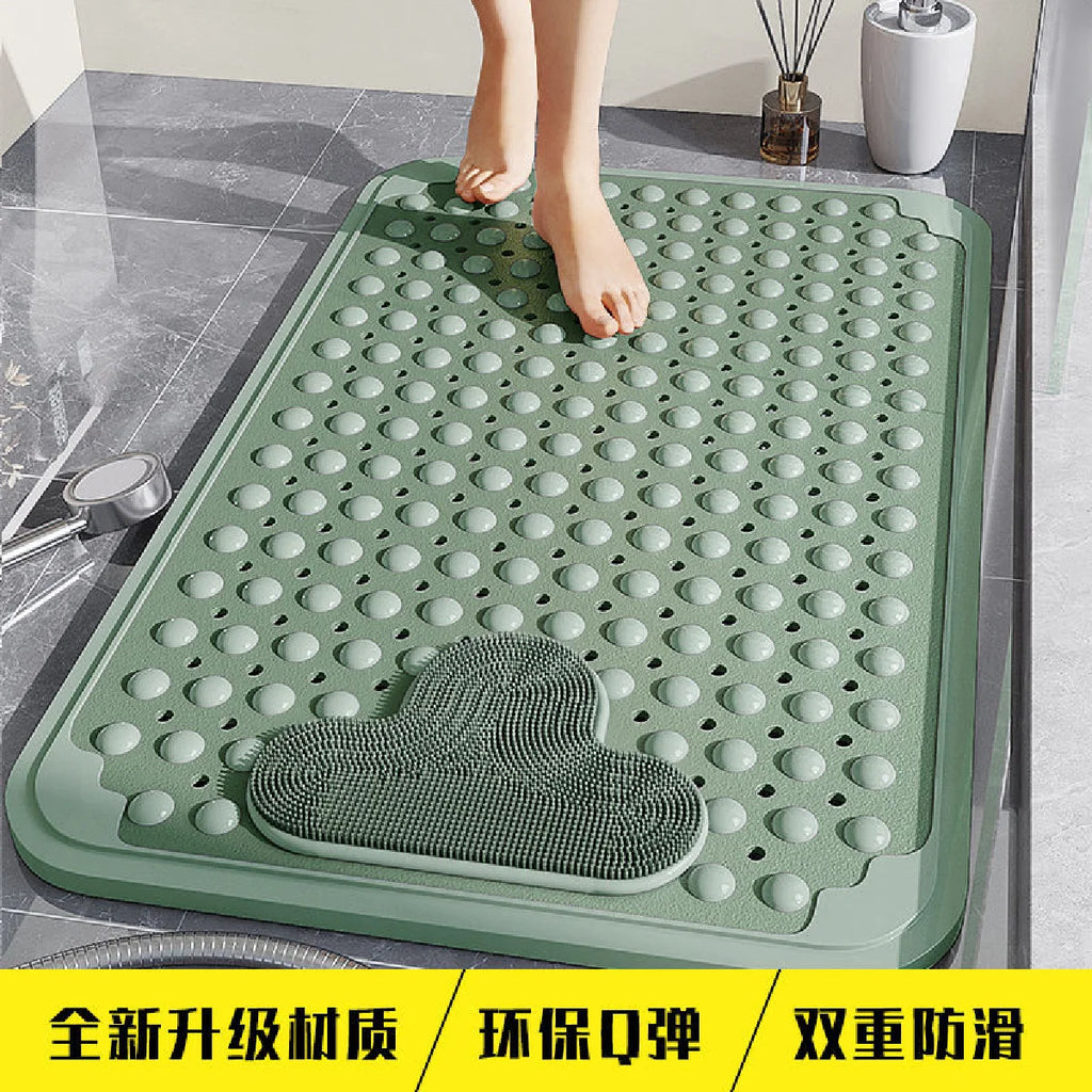 Non-Slip Shower Bath Mat with Massage Particles, Strong Suction Cup Bathroom Floor Mat, Quick Drain Waterproof Safety Mat for Sh Zpaxo 400MMx700MM green