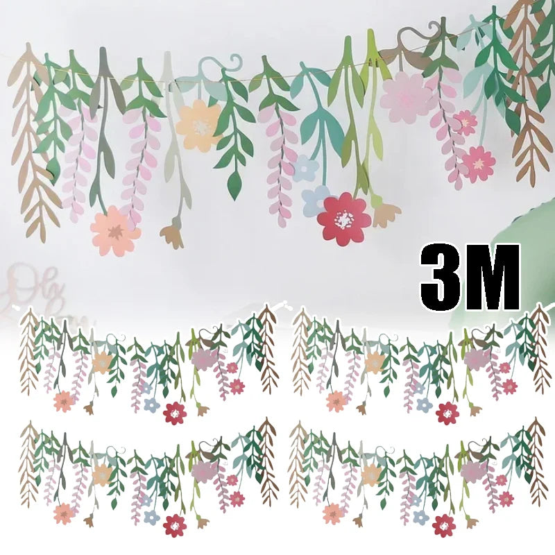 Spring Floral Birthday Banner Hanging Flower Garland Party Supplies
