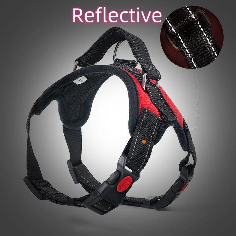 No-pull Dog Harness Leash Adjustable Comfort Fit Easy-control Handle
