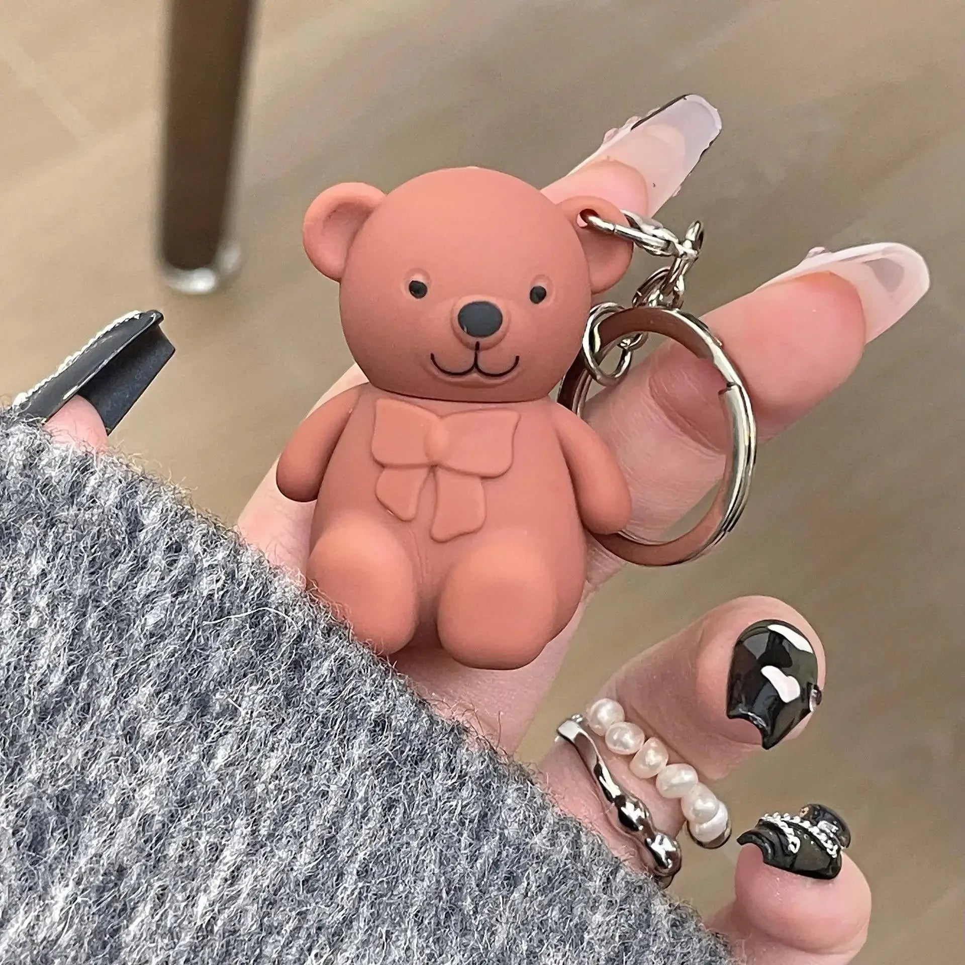 Keychain Design Cute Bear Matte Lip Mud Lipstick Velvet Glaze Sexy Zpaxo