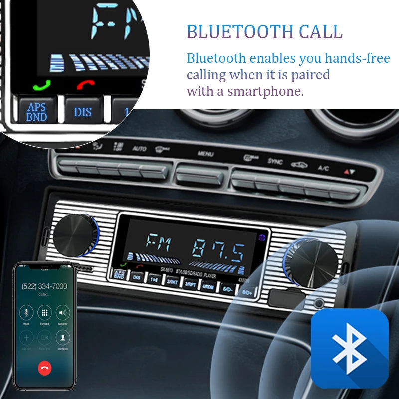 Hippcron Car Radio 1 DIN Stereo FM Bluetooth MP3 60Wx4 Audio Player