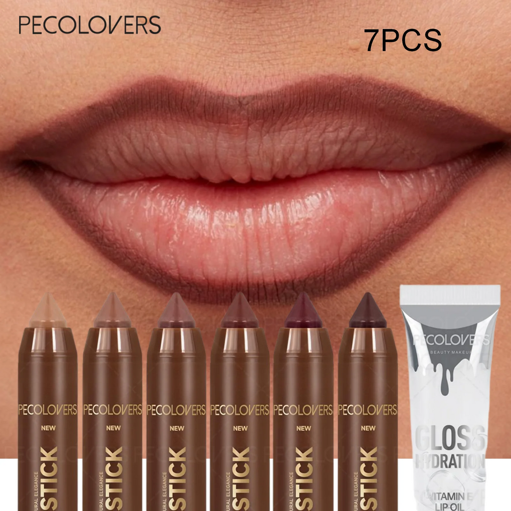 Brown Tube Lipliner Matched Transparent Lip Gloss Describe Contour Zpaxo