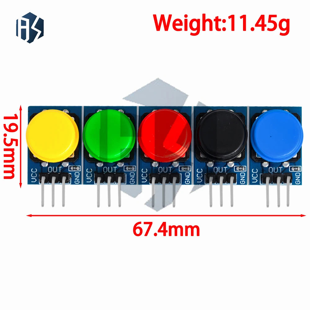 5PCS 12x12mm Large Cap Tactile Push Button Switch Module, High Level Output, Compatible with for Arduino & Raspberry Pi 3 Zpaxo