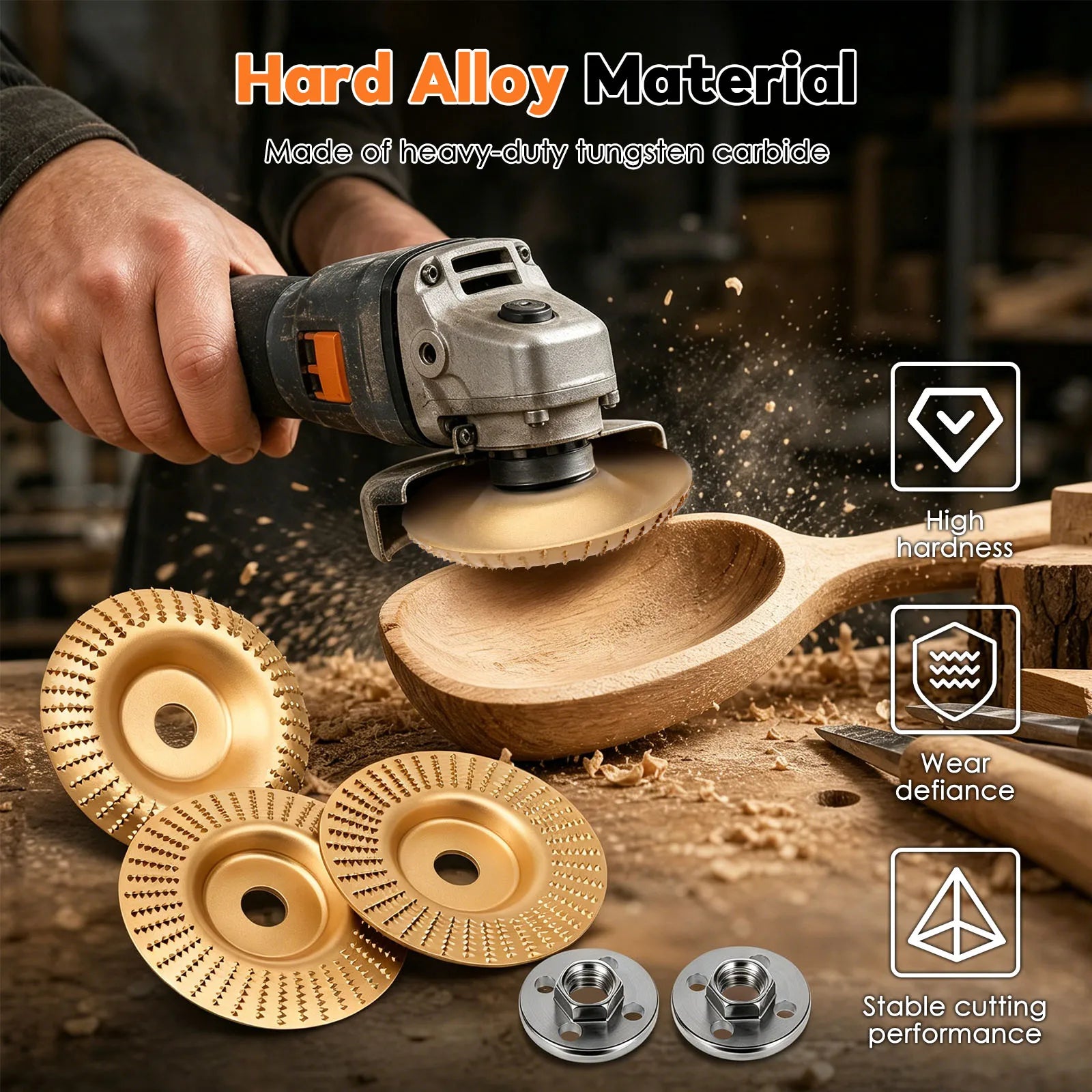 Wood Carving Disc Tungsten Carbide Angle Grinder Wheel For 4 4.5 Inch Grinders Shaping Sanding Polishing Stripping Woodworking Zpaxo