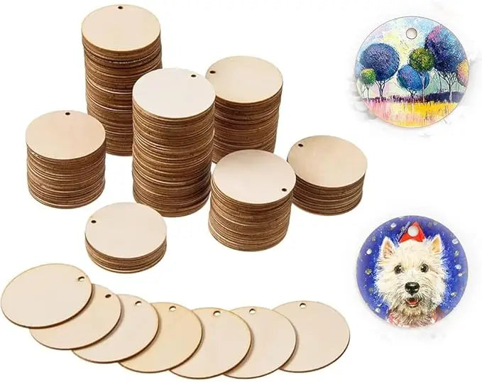 Unfinished Wood Circle Pendants 50/100 Pcs – Round Wooden Discs Wood Craft Blanks Zpaxo
