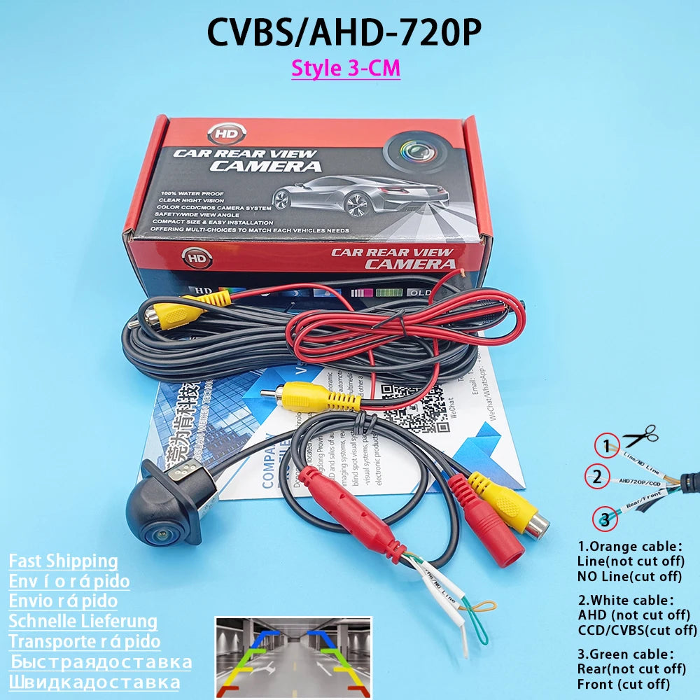 Car Rear View Camera AHD 1080P CVBS 720P Side Front Reversing Backup