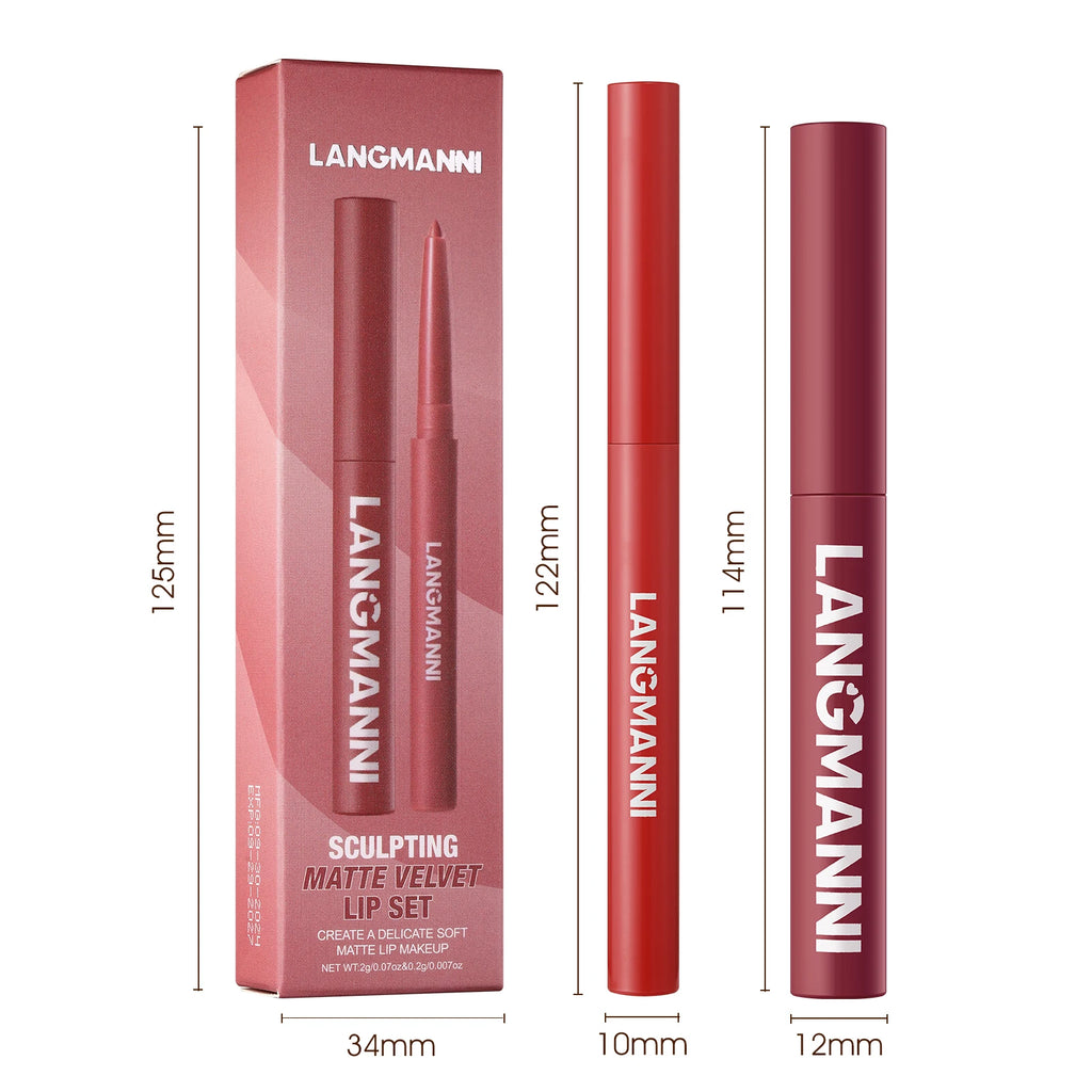 Integrated Waterproof Lipliner+lipstick Lipstick No Smudge Fade Cup