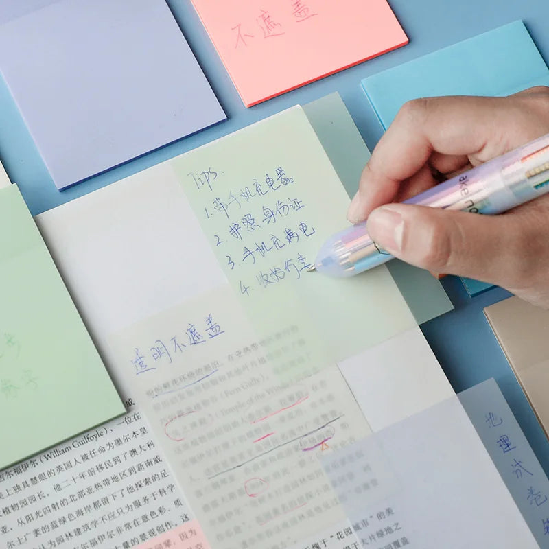 50pcs Transparent Sticky Note Pads Self-Adhesive Memo Notepad Perspective Stickers For School Office Supplie Stationery Stickers Zpaxo
