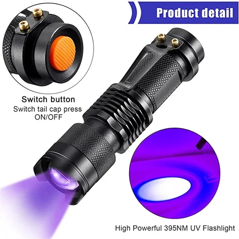 395nm UV Blacklight Flashlight – Aluminum LED Stain Detector Torch UV Blacklight Flashlight Zpaxo