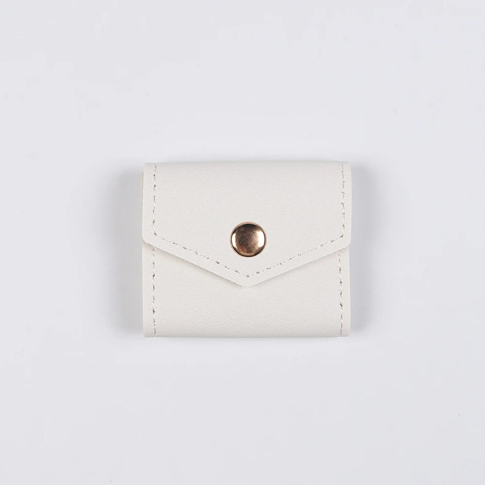 Mini Jewelry Bag with Buckle Travel Foldable Jewelry Organizer Pouch for Rings Earrings Bracelets Necklaces Zpaxo White