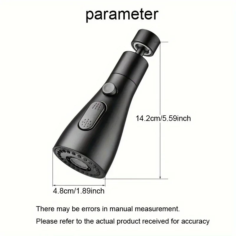 360° Rotating Faucet Extender – 3-Mode Metal Alloy Spray Head