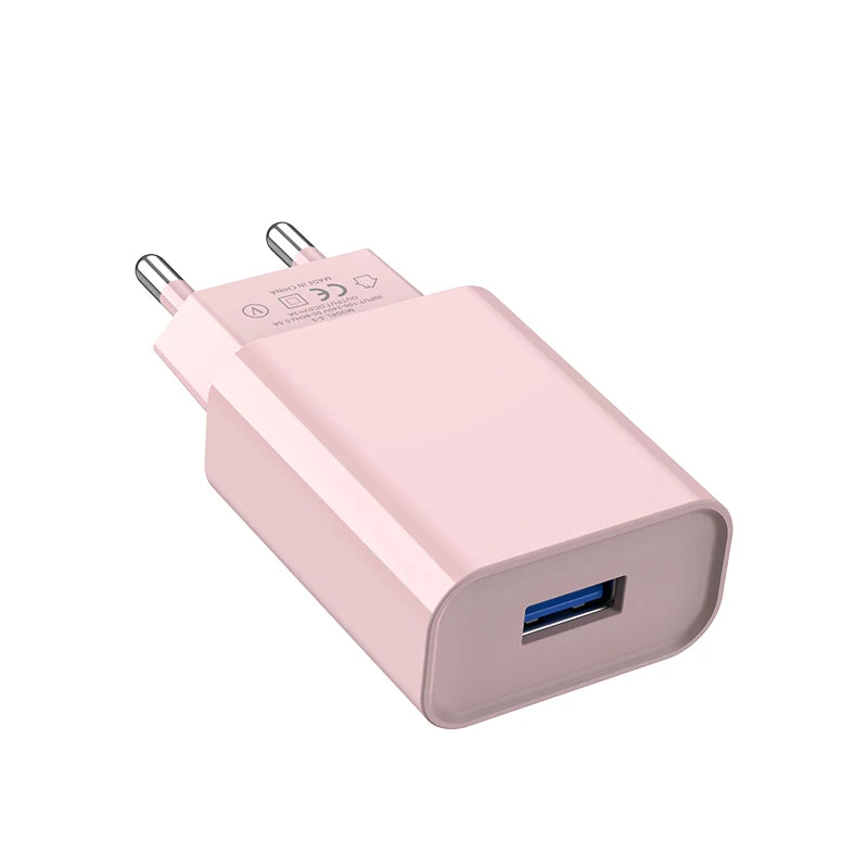 5V 2A USB Wall Charger 10W – EU/US Plug, iPhone & Android USB Wall Charger Zpaxo EU Pink