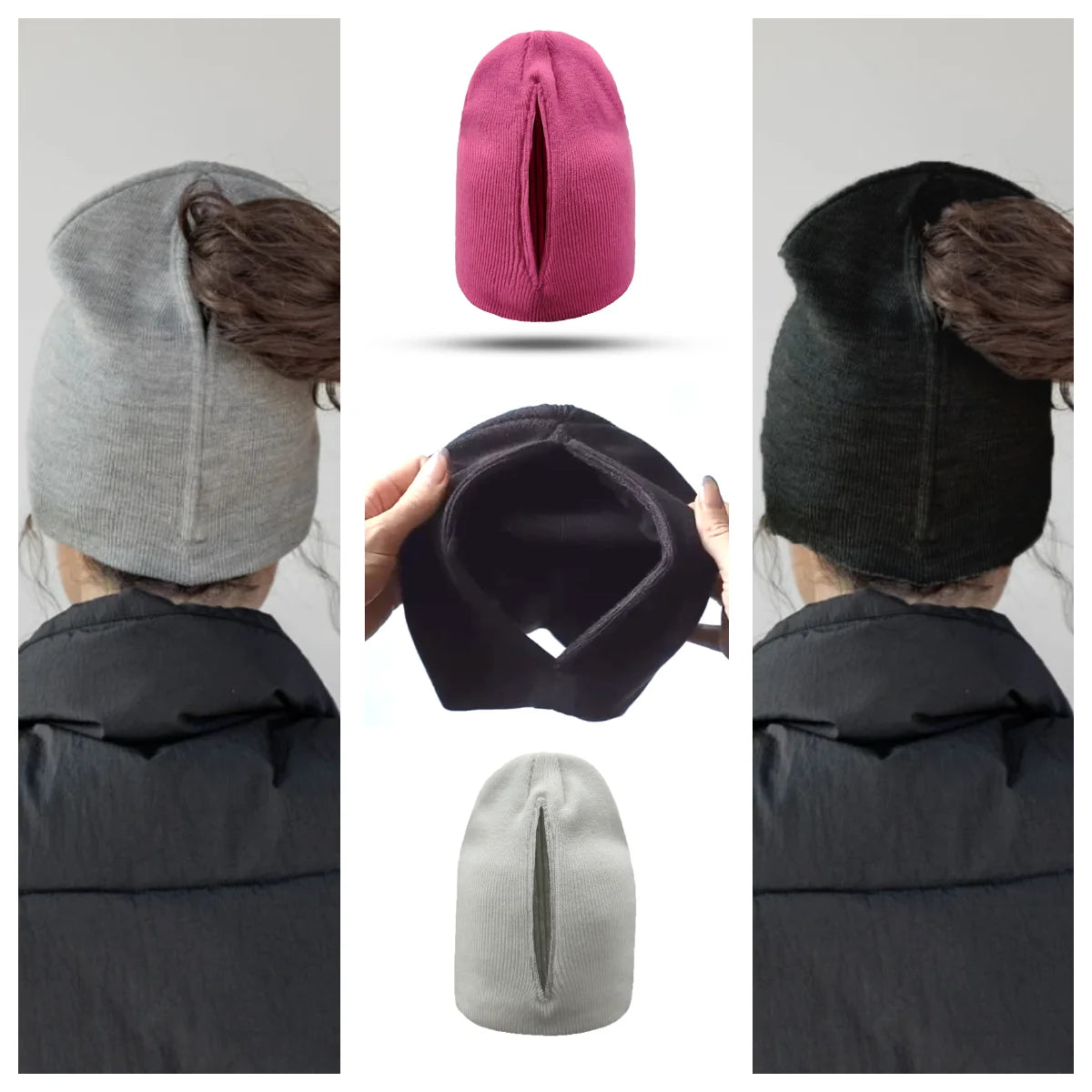 Women's Magnetic Ponytail Beanie – Knit Winter Sports Cap