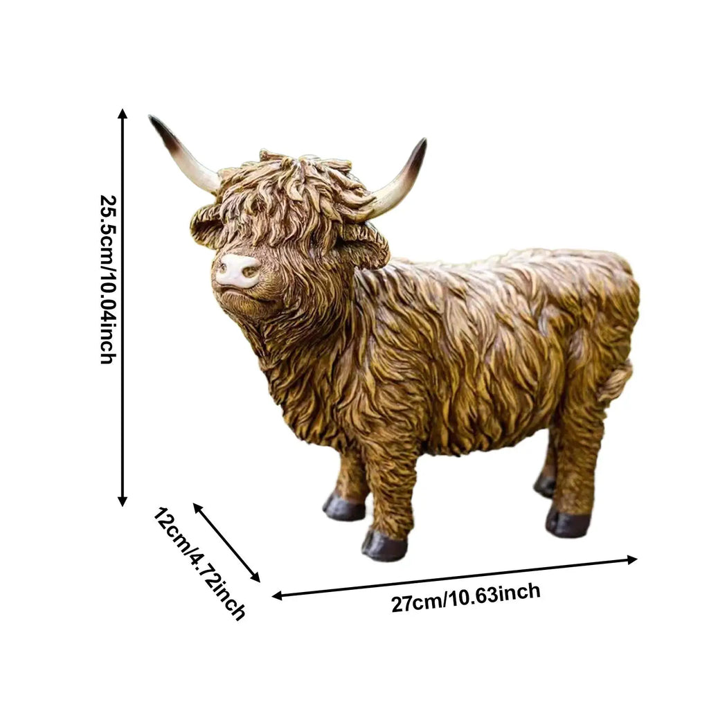 Highland Cow Figurine – Resin Garden Statue & Tabletop Decor Decorative Figurine Zpaxo